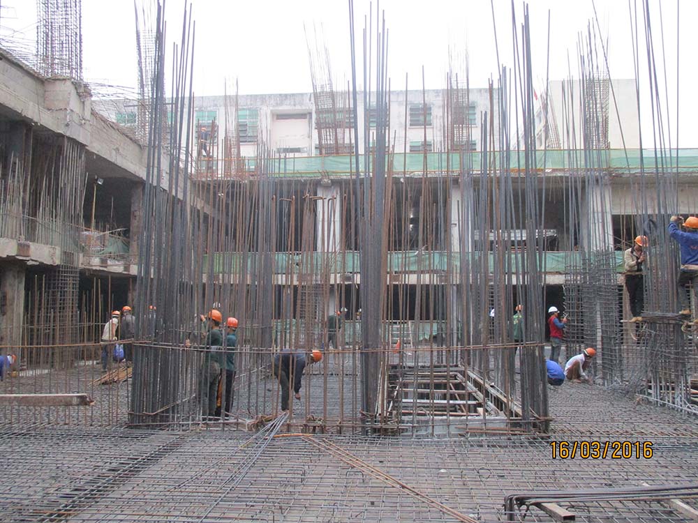 Thi công thép sàn + Vách thang máy Hầm B2 Tháp B
